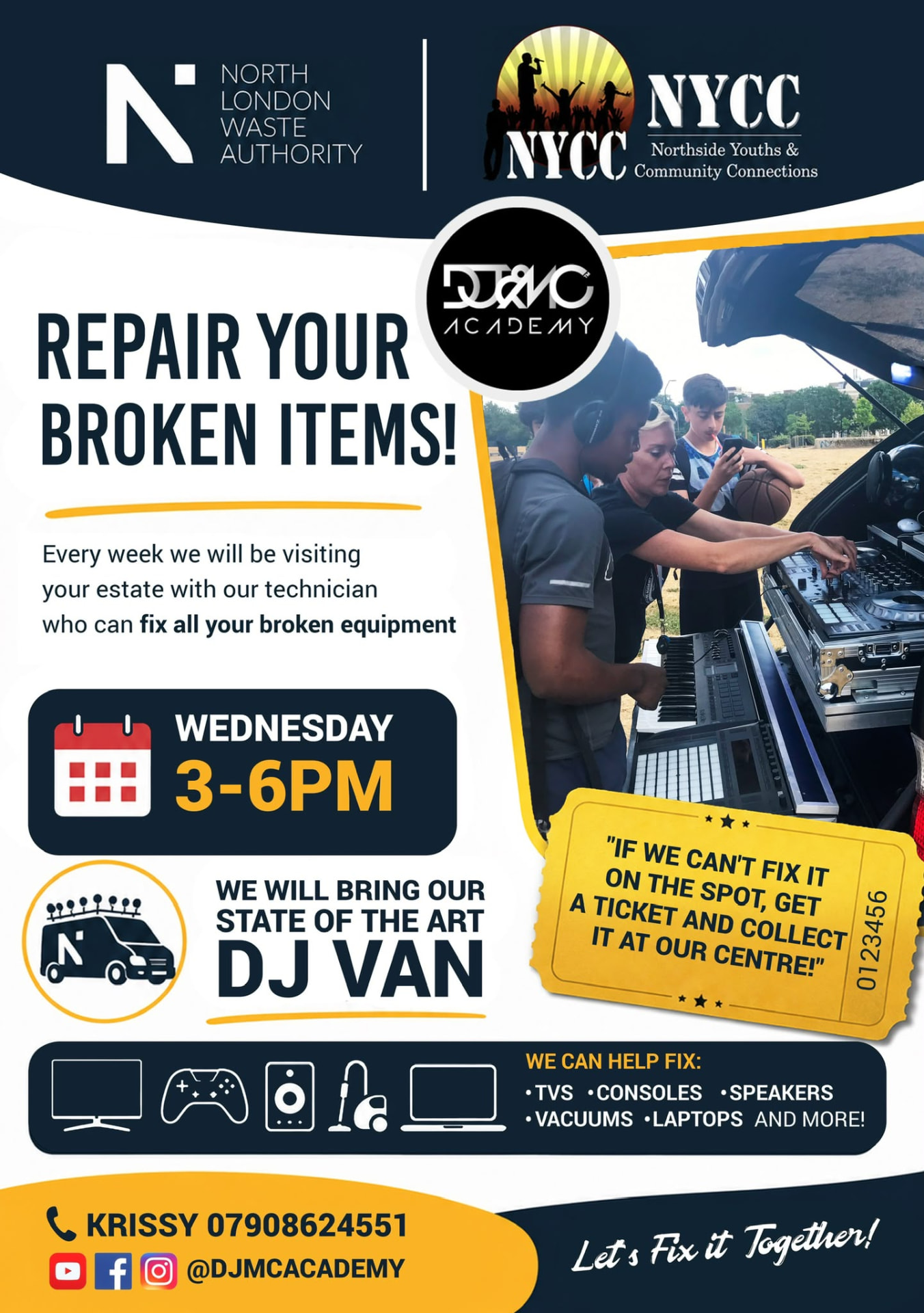 Repair your broken items — Wednesday repairs workshop with the DJ van